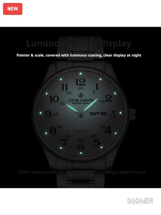 Easy-to-Read Analog Quartz Watch for Seniors Large Numerals Waterproof Luminous